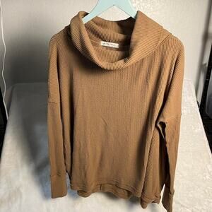 We The Free People Sweater Womens XS Drape Cowlneck Brown Lightweight Whimsy